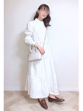 「sakishimatokyo（サキシマトーキョー）のアイテム（シャツワンピース）」を使った、もも⋆*さん（レディース・155cm）の春コーディネート