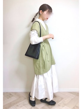 「sakishimatokyo（サキシマトーキョー）のアイテム（シャツワンピース）」を使った、もも⋆*さん（レディース・155cm）の春コーディネート