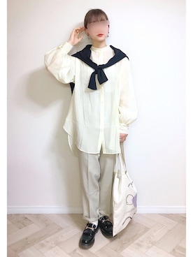 「chocomee（チョコミー）のアイテム（シャツ/ブラウス）」を使った、もも⋆*さん（レディース・155cm）の春コーディネート