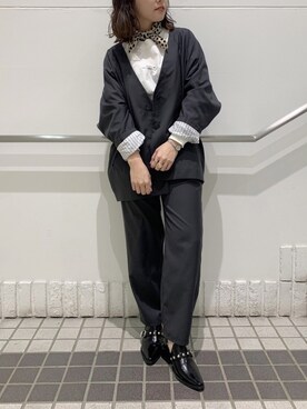 「158cm」｜「アイテム（ローファー）」を使った、ハオさん（レディース・158cm）の冬コーディネート