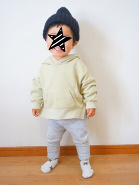 「petit main（プティマイン）のアイテム（パーカー）」を使った、fufumaさん（キッズ・80cm）の秋コーディネート