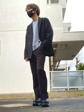 「CAMP7（キャンプセブン）のアイテム（スウェット）」を使った、Kさん（メンズ・170cm）の春コーディネート