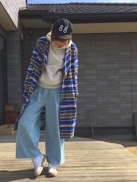 「春物」｜「アイテム（その他アウター）」を使った、いたちき。さん（レディース・163cm）の冬コーディネート