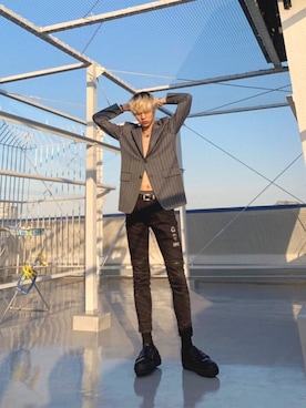 「SHAREEF（シャリーフ）のアイテム（スリッポン）」を使った、小林さん（メンズ・183cm）の春コーディネート