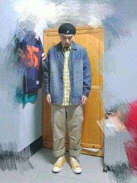 「ROTHCO（ロスコ）のアイテム（チノパンツ）」を使った、WaiHuangさん（メンズ・170cm）の冬コーディネート