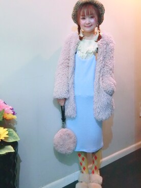 「NICE CLAUP（ナイスクラップ）のアイテム（ダウンジャケット/コート）」を使った、MoMoさん（レディース・164cm）の冬コーディネート
