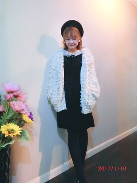 「SNIDEL（スナイデル）のアイテム（ノーカラージャケット）」を使った、MoMoさん（レディース・164cm）の冬コーディネート