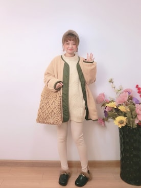 「Ungrid（アングリッド）のアイテム（ノーカラージャケット）」を使った、MoMoさん（レディース・164cm）の冬コーディネート