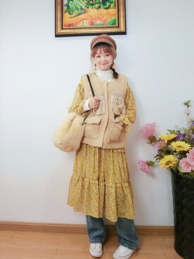 「SLY（スライ）のアイテム（キャスケット）」を使った、MoMoさん（レディース・164cm）の冬コーディネート