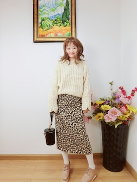 「Ungrid（アングリッド）のレオパードタイトスカート（スカート）」を使った、MoMoさん（レディース・164cm）の冬コーディネート