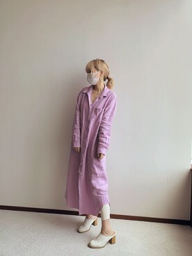 「Munich（ミューニック）のアイテム（シャツワンピース）」を使った、MoMoさん（レディース・164cm）の春コーディネート