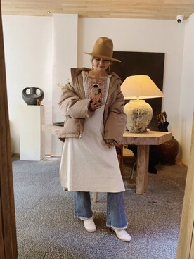 「Ungrid（アングリッド）のショートボリュームダウン（ダウンジャケット/コート）」を使った、MoMoさん（レディース・164cm）の秋コーディネート