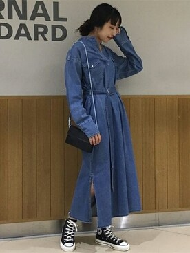 「Wrangler」｜「アイテム（シャツワンピース）」を使った、watanabeさん（レディース・161cm）の秋コーディネート