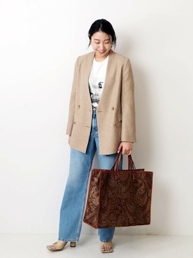 「ノーカラージャケット」｜watanabeさん（レディース・161cm）の冬コーディネート