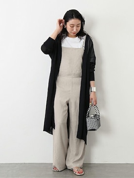 「ロングカーディガン」｜「アイテム（オールインワン・サロペット）」を使った、watanabeさん（レディース・163cm）の春コーディネート