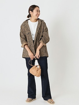 「CAL O LINE（キャルオーライン）のアイテム（ミリタリージャケット）」を使った、watanabeさん（レディース・163cm）の冬コーディネート