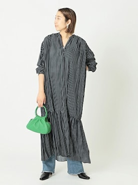 「ワンピース×デニム」｜watanabeさん（レディース・163cm）の冬コーディネート