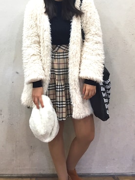 「RETRO GIRL（レトロガール）のアイテム（ダッフルコート）」を使った、Hmさん（レディース・163cm）の冬コーディネート