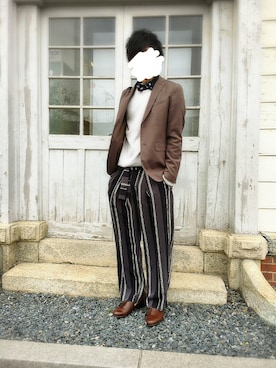 「HARE」｜「アイテム（蝶ネクタイ）」を使った、けんとさん（メンズ・175cm）の冬コーディネート