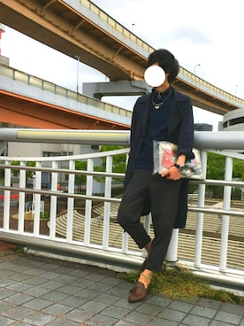 「アイテム（チョーカー、ブルー系）」を使った、けんとさん（メンズ・175cm）の春コーディネート