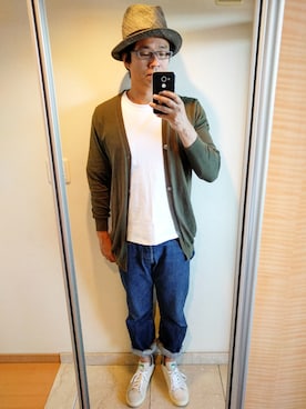 「URBAN RESEARCH ROSSO MEN（アーバンリサーチロッソメン）のアイテム（カーディガン/ボレロ）」を使った、がんばるパパさん（メンズ・182cm）の秋コーディネート