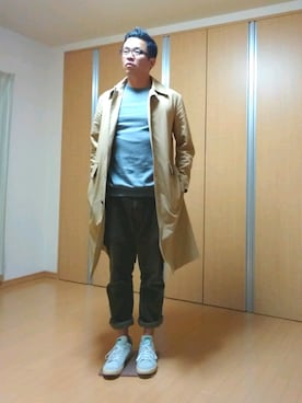 「JOURNAL STANDARD relume（ジャーナルスタンダード　レリューム）のアイテム（トレンチコート）」を使った、がんばるパパさん（メンズ・182cm）の秋コーディネート