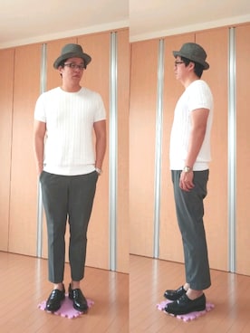 「BLUE WORK（ブルーワーク）のアイテム（パンツ）」を使った、がんばるパパさん（メンズ・182cm・40代）の春コーディネート