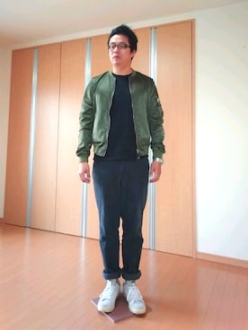 「アイテム（MA-1）」を使った、がんばるパパさん（メンズ・182cm）の秋コーディネート
