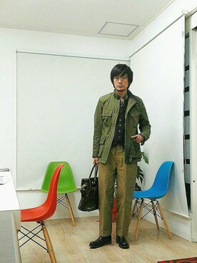 「ink（インク）のアイテム（その他アウター）」を使った、h.s.k.さん（メンズ・176cm）の冬コーディネート