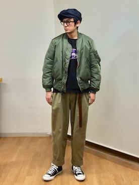「marka（マーカ）のアイテム（チノパンツ）」を使った、h.s.k.さん（メンズ・176cm）の冬コーディネート