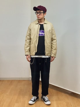 「marka（マーカ）のアイテム（チノパンツ）」を使った、h.s.k.さん（メンズ・176cm）の冬コーディネート