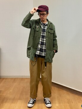 「marka（マーカ）のアイテム（チノパンツ）」を使った、h.s.k.さん（メンズ・176cm）の冬コーディネート
