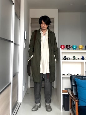 「TROVE（トローヴ）のアイテム（スラックス）」を使った、h.s.k.さん（メンズ・176cm）の冬コーディネート