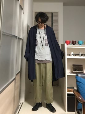「marka（マーカ）のアイテム（チノパンツ）」を使った、h.s.k.さん（メンズ・176cm）の春コーディネート