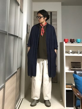 「バンダナ」｜「アイテム（スリッポン）」を使った、h.s.k.さん（メンズ・176cm）の春コーディネート