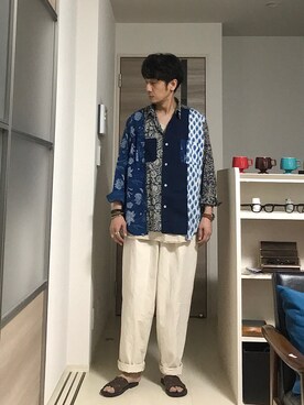 「YSTRDY's TMRRW（イエスタデイズトゥモロー）のアイテム（シャツ/ブラウス）」を使った、h.s.k.さん（メンズ・176cm）の夏コーディネート