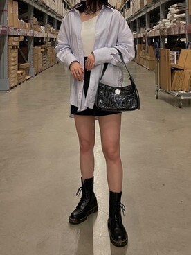 「Dr. Martens（ドクターマーチン）のDr.ﾏｰﾁﾝ　1460　8ホール（ブーツ）」を使った、Yukaさん（レディース・158cm）の夏コーディネート