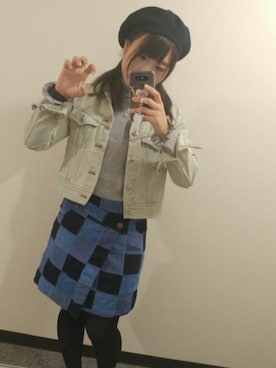 「Rodeo Crowns（ロデオクラウンズ）のアイテム（ハンチング/ベレー帽）」を使った、まりちさん（レディース・155cm）の秋コーディネート