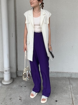 「KBF+（ケービーエフプラス）のアイテム（ベスト）」を使った、oohaさん（レディース・152cm）の夏コーディネート