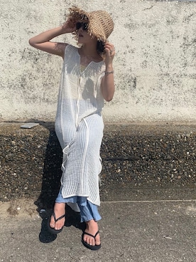 「RBS（アールビーエス）のアイテム（帽子）」を使った、oohaさん（レディース・152cm）の夏コーディネート