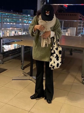 「マフラーコーデ」｜「アイテム（帽子）」を使った、oohaさん（レディース・152cm）の冬コーディネート