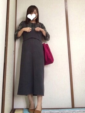 「SLOBE IENA（スローブイエナ）のアイテム（ジャンパースカート）」を使った、あおさん（レディース・151cm）の秋コーディネート