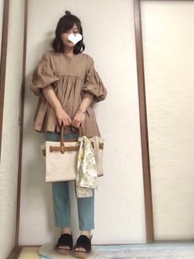 「OZOC（オゾック）のアイテム（かごバッグ）」を使った、あおさん（レディース・151cm）の秋コーディネート