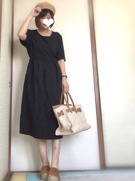 「OZOC（オゾック）のアイテム（かごバッグ）」を使った、あおさん（レディース・151cm）の春コーディネート