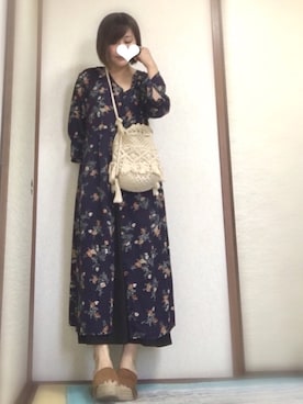 「マクラメ」｜「アイテム（シャツワンピース）」を使った、あおさん（レディース・151cm）の春コーディネート