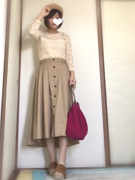 「Luz Llena (glifeed） （ラズレナグリフィード）のアイテム」を使った、あおさん（レディース・151cm）の春コーディネート