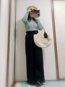 「サークルバッグ」｜「アイテム（キャスケット）」を使った、あおさん（レディース・151cm）の春コーディネート