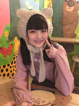 「動物モチーフ」｜「アイテム（ニットキャップ/ビーニー）」を使った、ちかうさ🐰さん（レディース・157cm）の秋コーディネート
