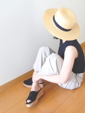 「Hanes」｜「アイテム（帽子）」を使った、mocoさん（レディース・155cm）の夏コーディネート