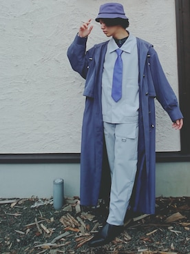 「HARE（ハレ）のアイテム（セットアップ）」を使った、hamyさん（メンズ・166cm）の春コーディネート